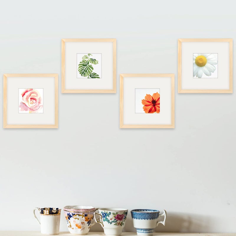 WUTL 8x8 Grain Picture Frames Square Nature Solid Wood 4 Pack for Wall Mounting and Tabletop Display - Image 5